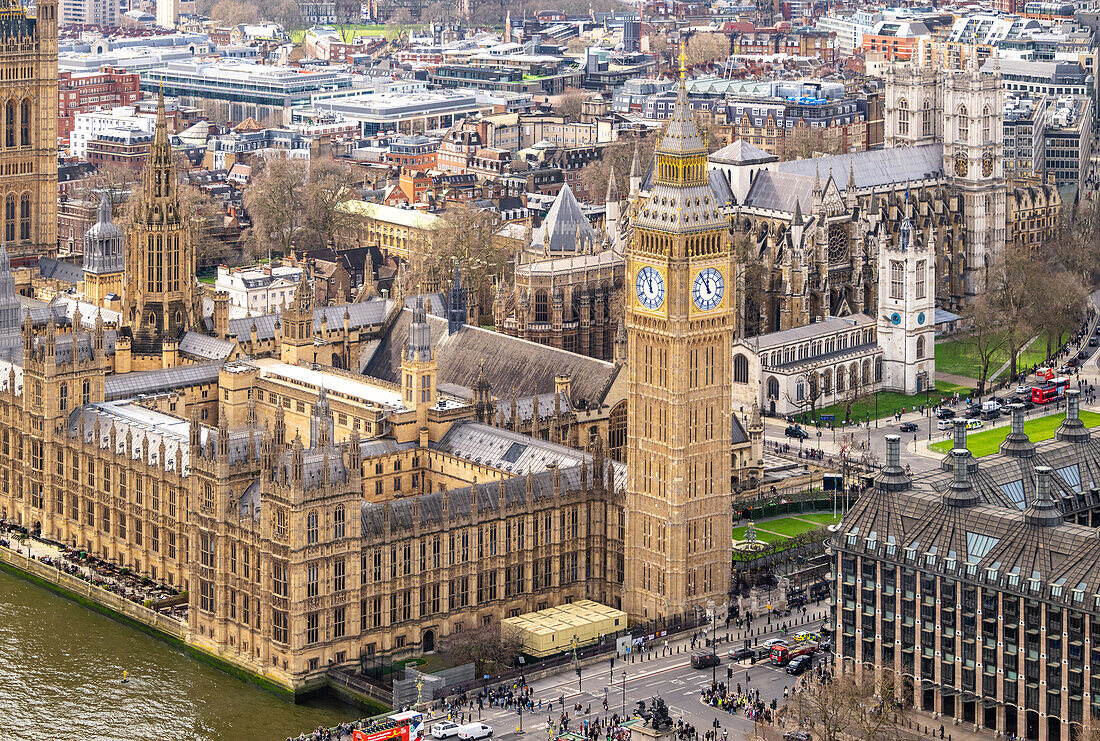 Big Ben (The Elizabeth Tower), the Palace of Westminster and Westminster Abbey, UNESCO World Heritage Site, London, England, United Kingdom, Europe