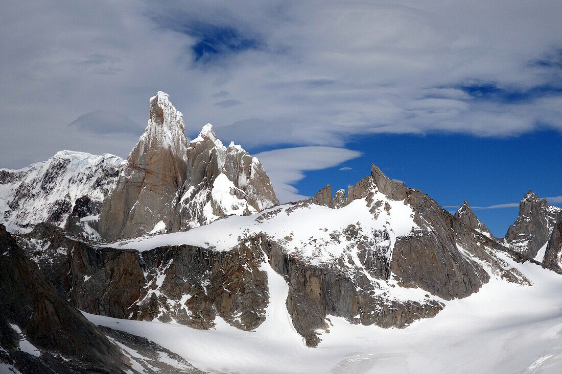 Cerro Torre, one of the hardest peaks in the world to climb, El Chalten Massif, Argentine Patagonia, Argentina, South America