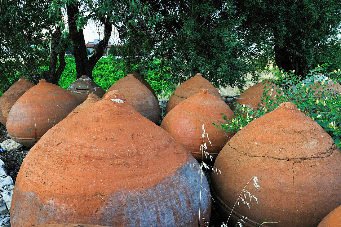 Earthenware jars around village of Omodos, Troodos Mountains, Cyprus, Eastern Mediterranean Sea, Europe