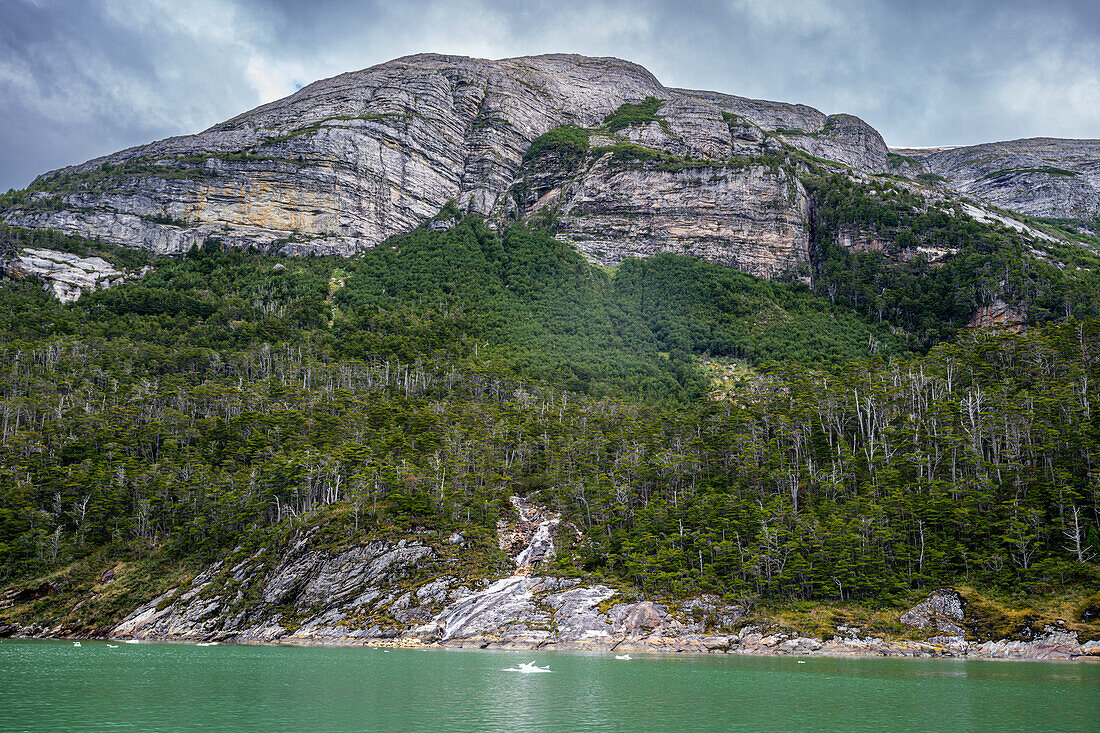 Waterfall at Potter glacier, Tierra del Fuego, Chile, South America