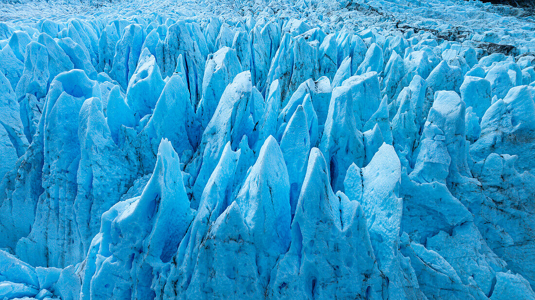 Aerial of Potter glacier, Tierra del Fuego, Chile, South America