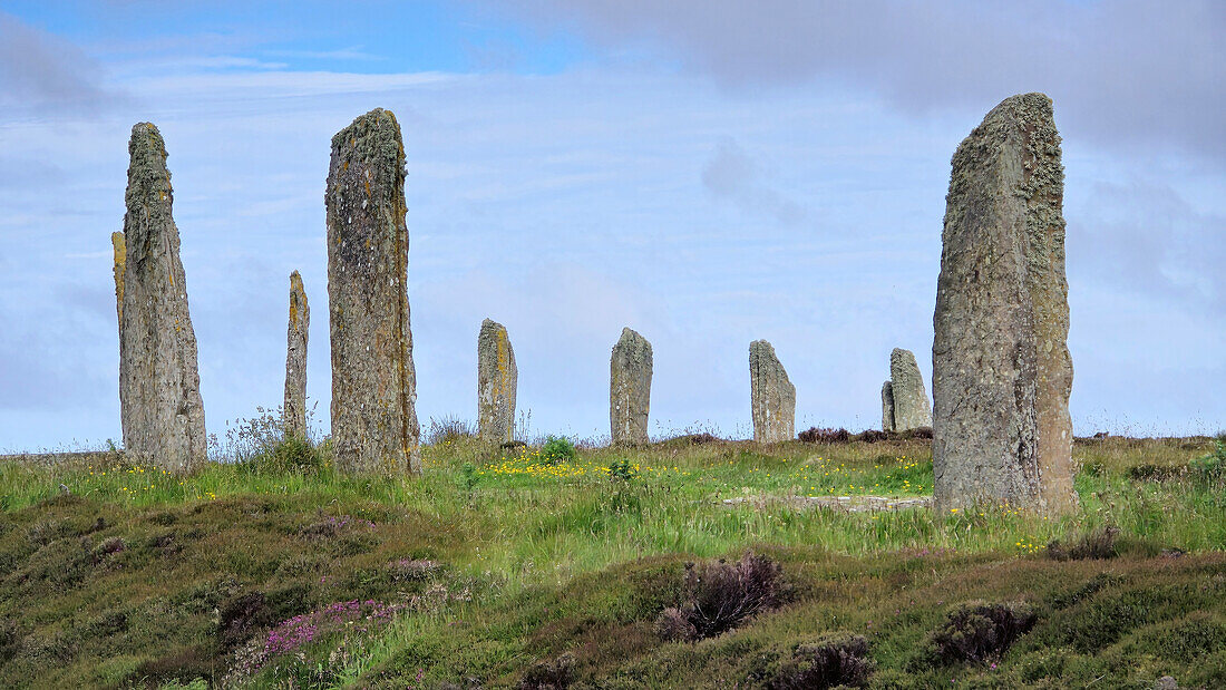 Ring of Brodgar, neolithischer Steinkreis, UNESCO-Weltkulturerbe, Mainland, Orkney-Inseln, Schottland, Vereinigtes Königreich, Europa