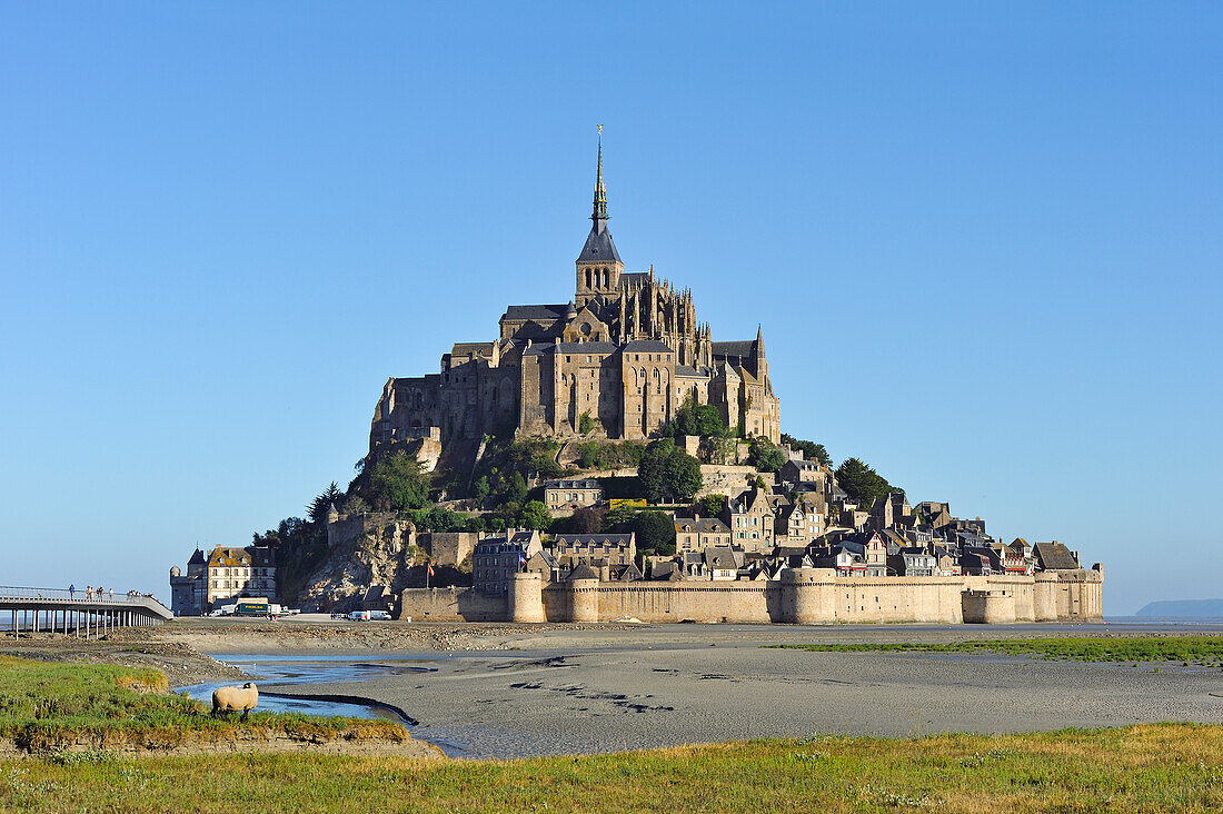 Bucht und Abtei von Mont-Saint-Michel, UNESCO-Weltkulturerbe, Departement Manche, Region Normandie, Frankreich, Europa