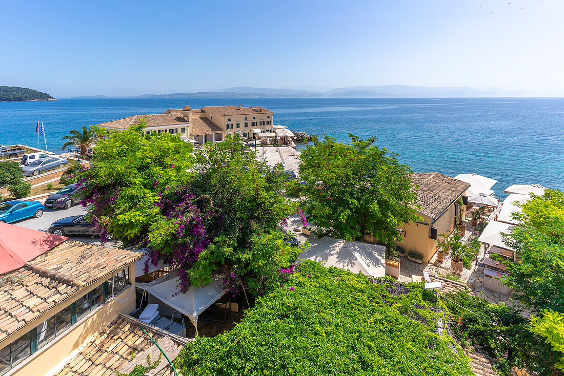 View of Faliraki Corfu in Corfu Town, Corfu, Ionian Sea, Greek Islands, Greece, Europe