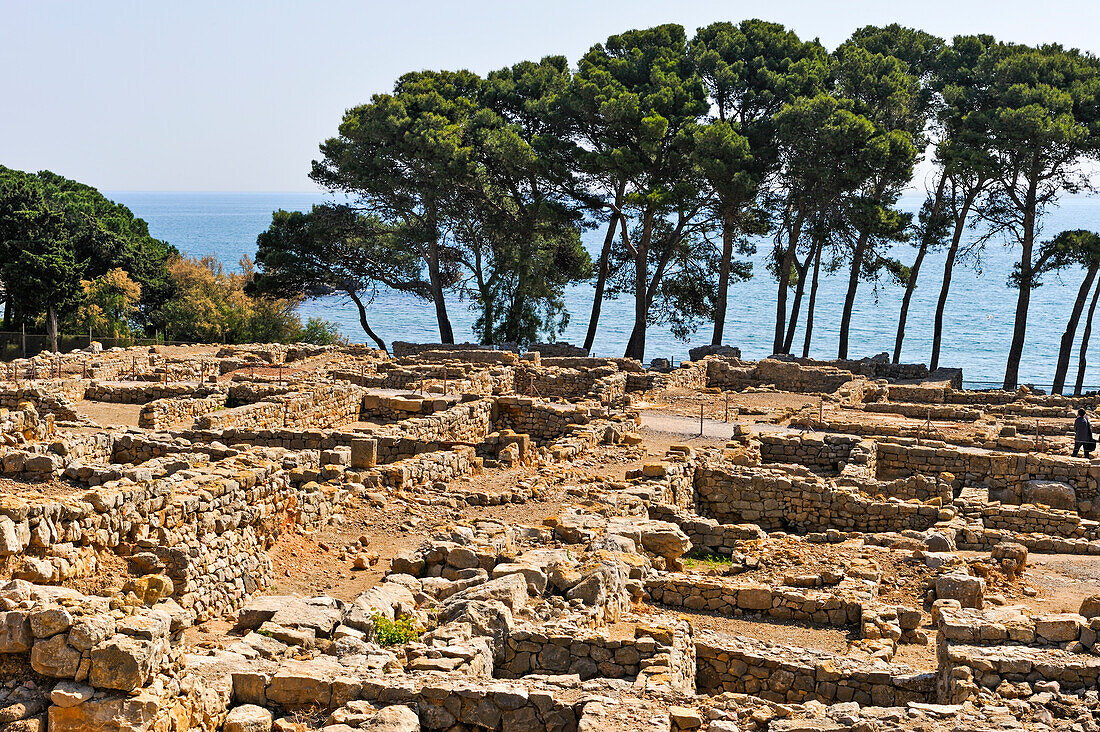 Griechischer Teil der archäologischen Ausgrabungsstätte von Empuries, Costa Brava, Katalonien, Spanien, Europa