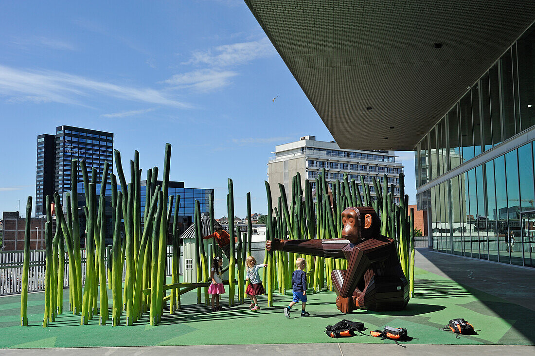 Playground of Dokk1, by Schmidt Hammer Lassen Architects, Library and Citizens' Services on Urban Waterfront of Aarhus, Jutland Peninsula, Denmark, Europe