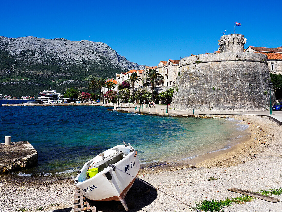 Großer Gouverneursturm und Altstadt, Stadt Korcula, Kroatien, Europa