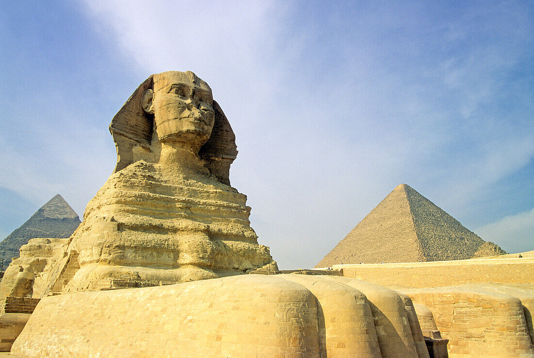 Große Sphinx und Pyramiden von Gizeh, UNESCO-Welterbe, Kairo, Ägypten, Nordafrika, Afrika