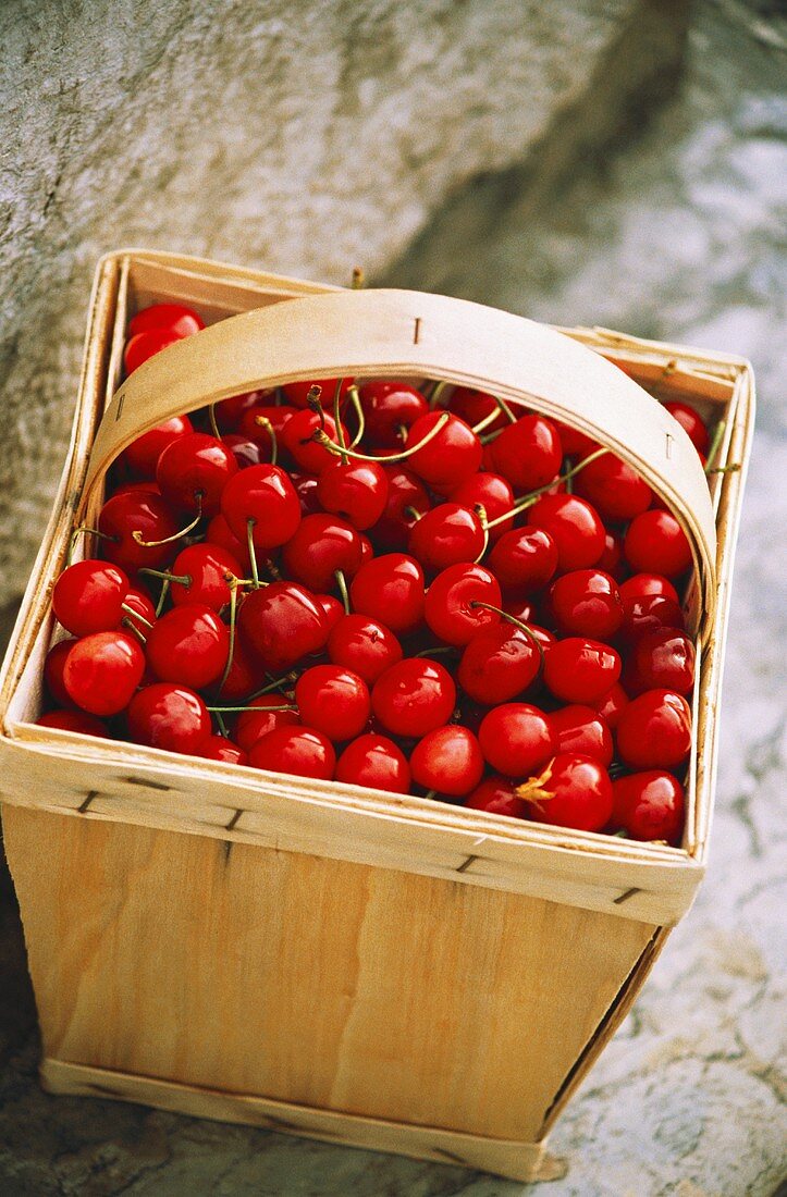 Cherries in a chip basket