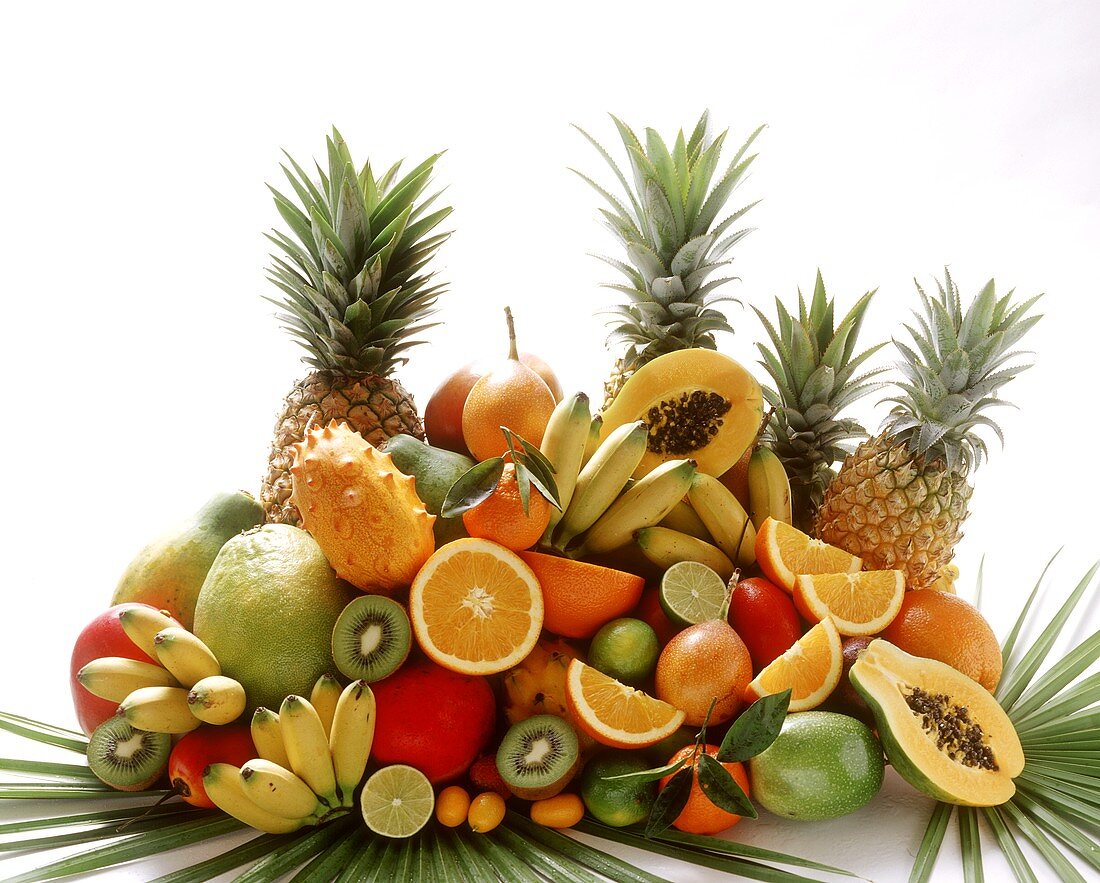 Exotic fruits in a heap