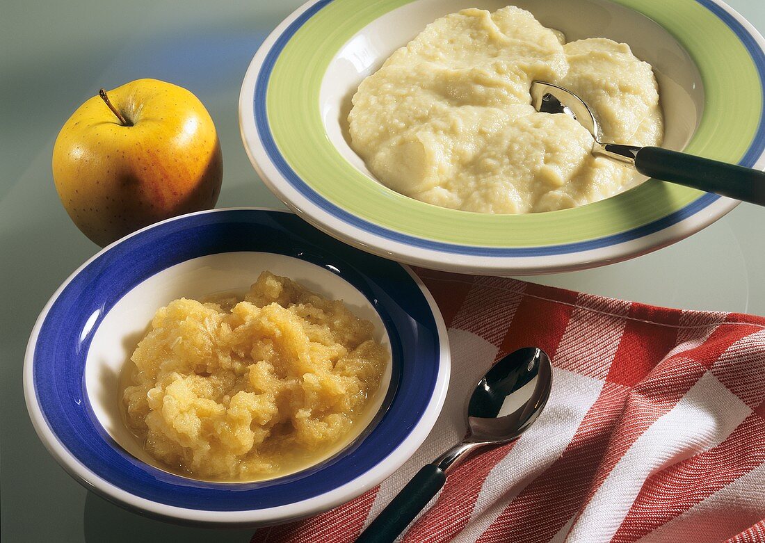 Finely grated apple and mashed potato