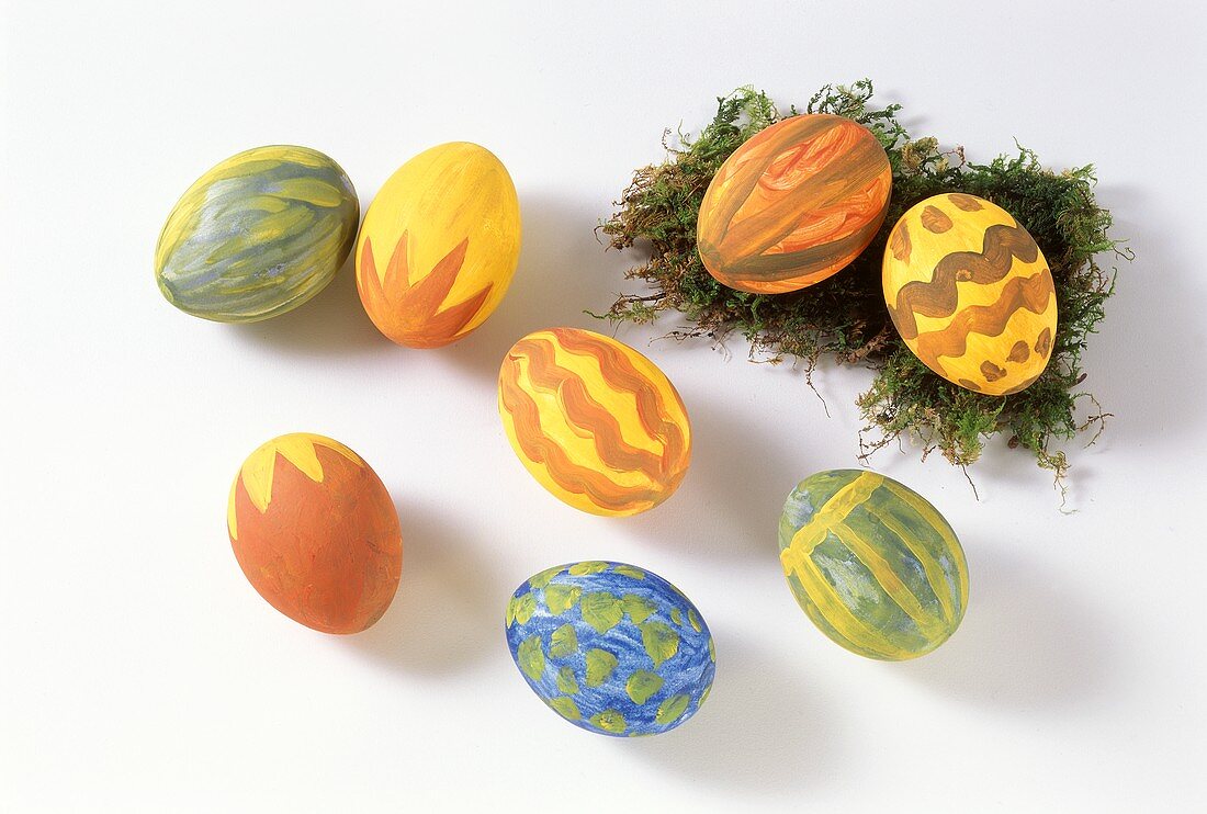 Colourfully painted Easter eggs