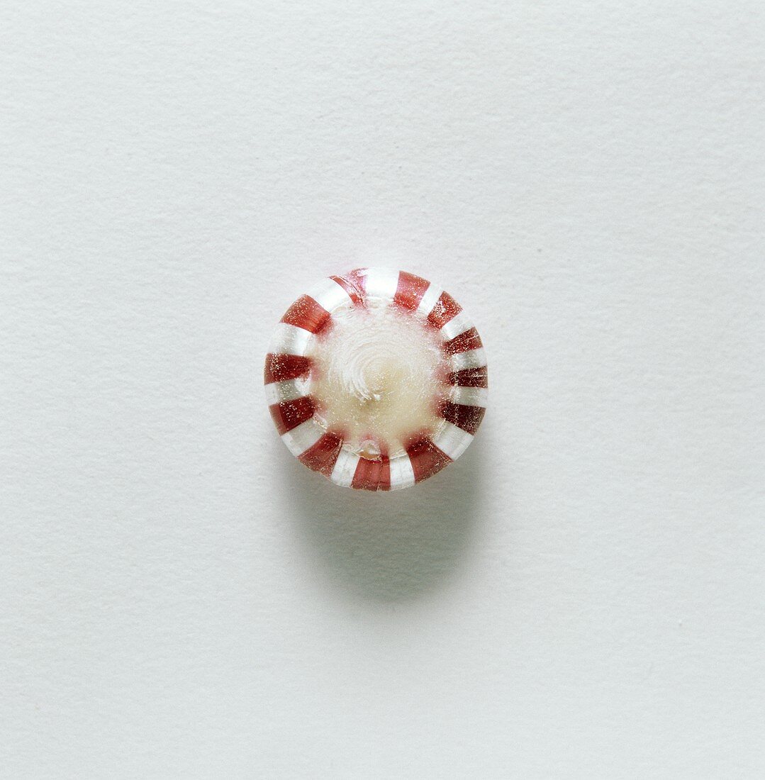 A red and white striped sweet