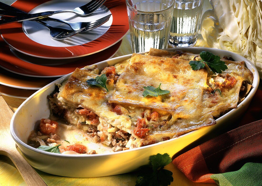 Lasagna with pointed cabbage