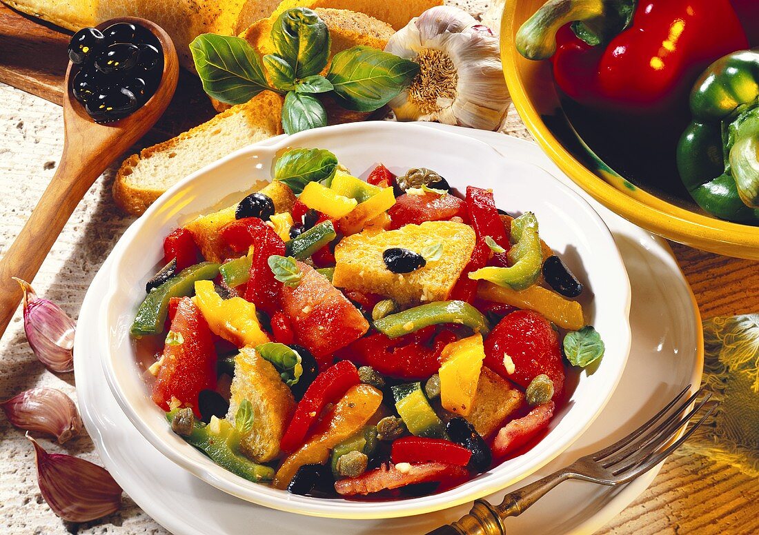 Panzanella (White bread salad, Italy)