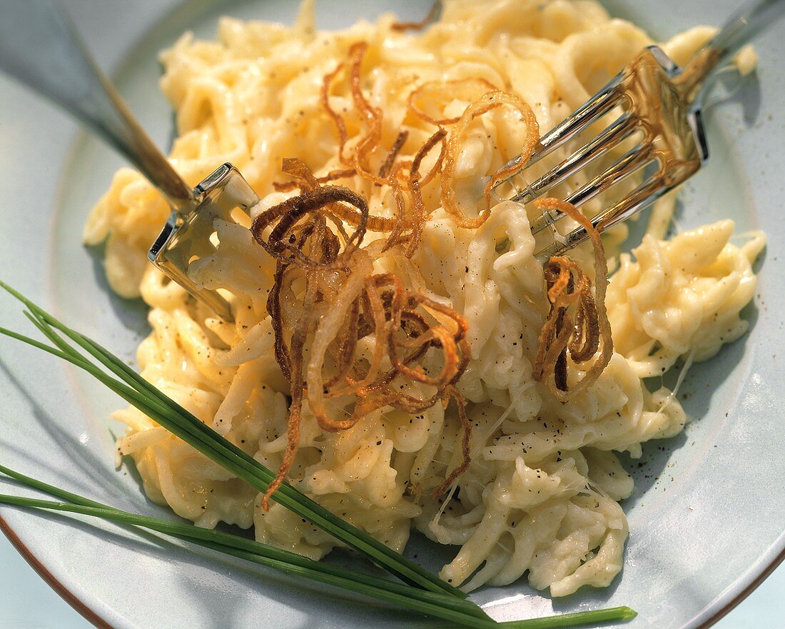 Home-made cheese noodles (Spaetzle)