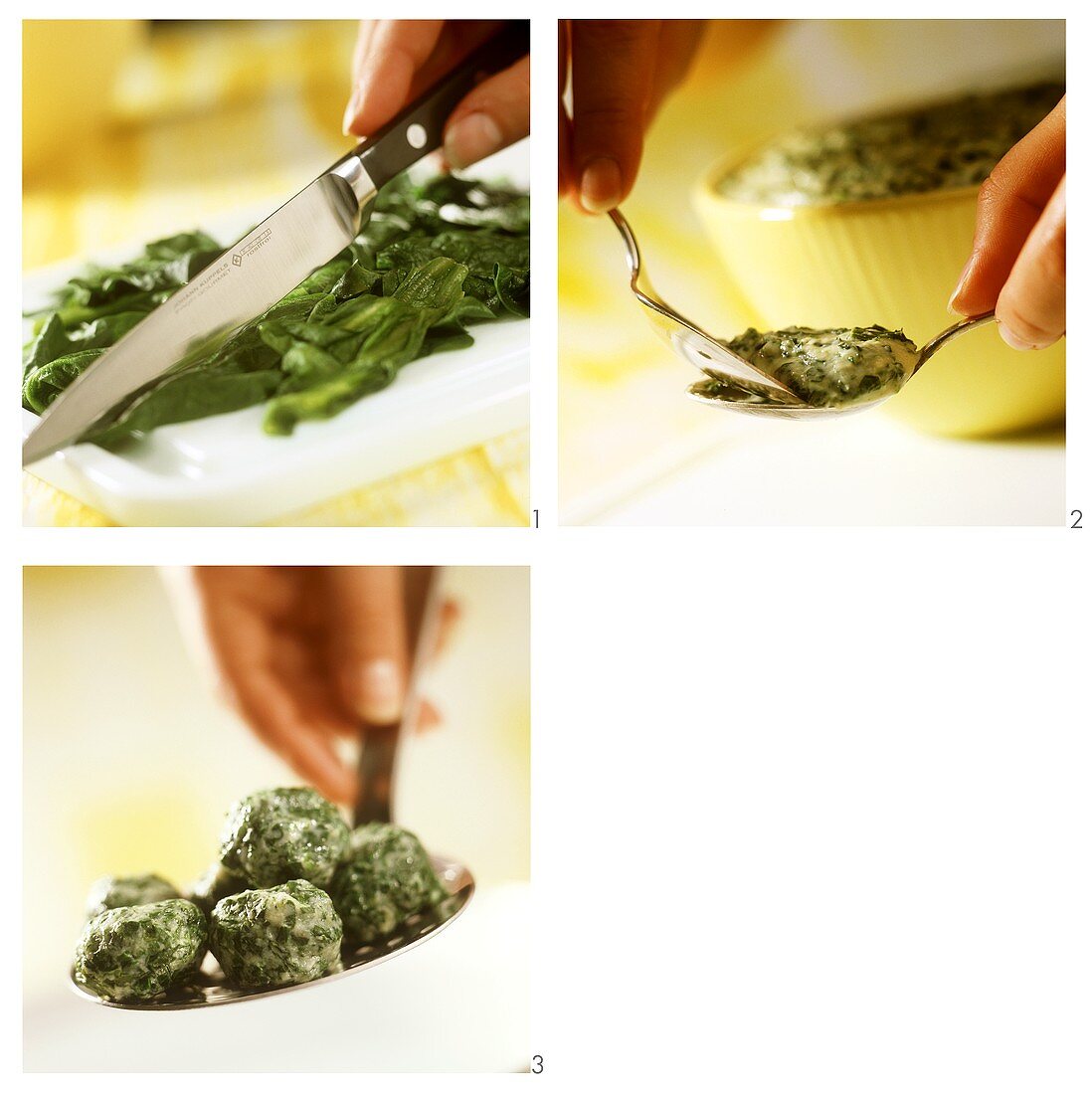 Preparing spinach and ricotta balls with parmesan