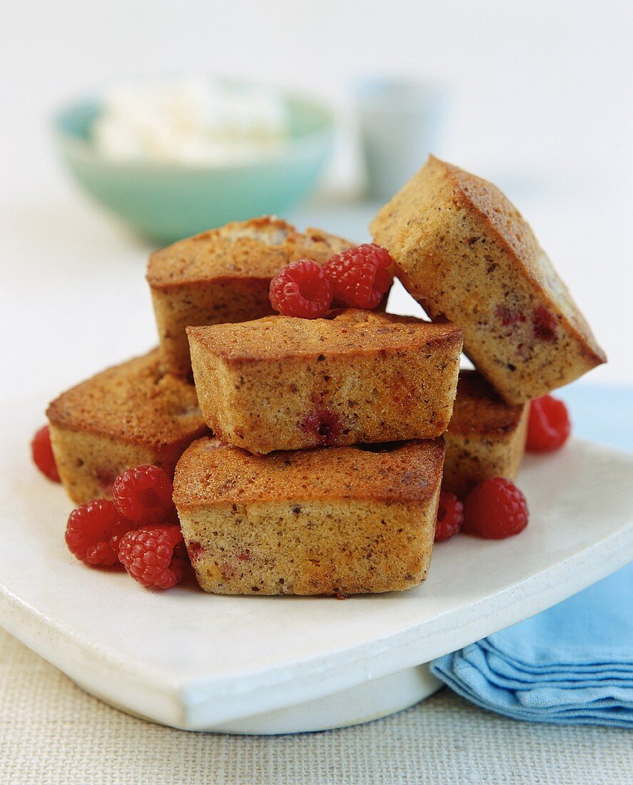 Small loaf-shaped raspberry cakes