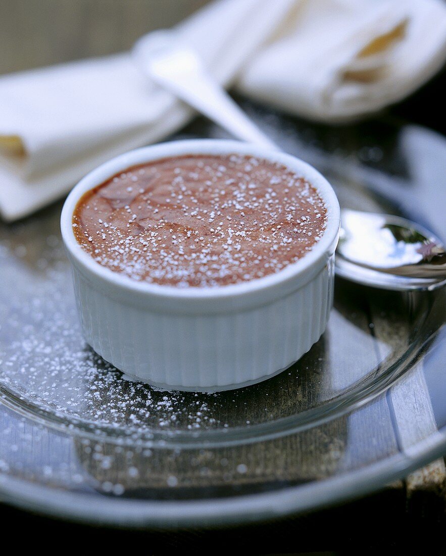 Chocolate mousse in porcelain dish