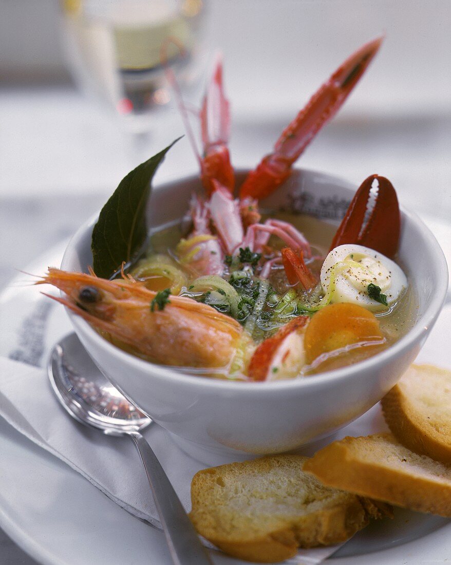 Soup with various fish and shellfish