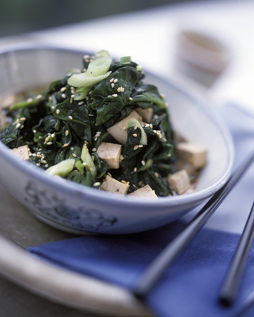 Spinach with tofu and sesame