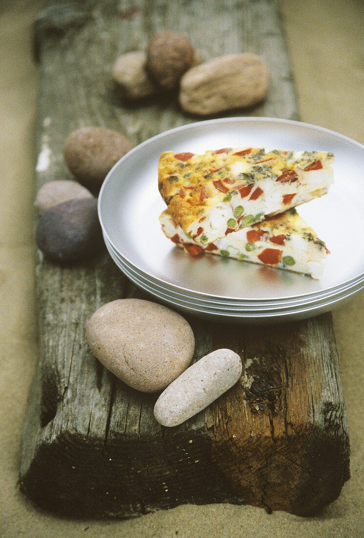Frittata with peppers and goat's cheese