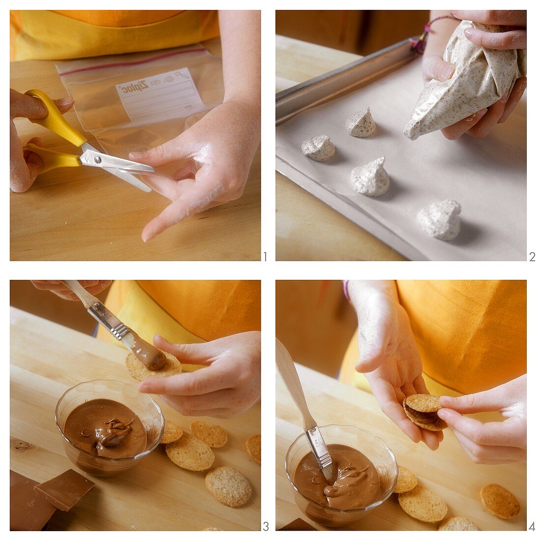 Making chocolate nut cookies