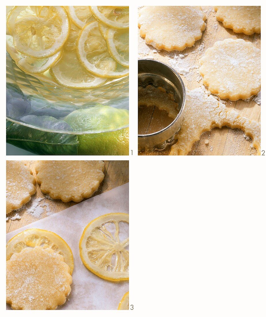 Making biscuits with candied lemon slices
