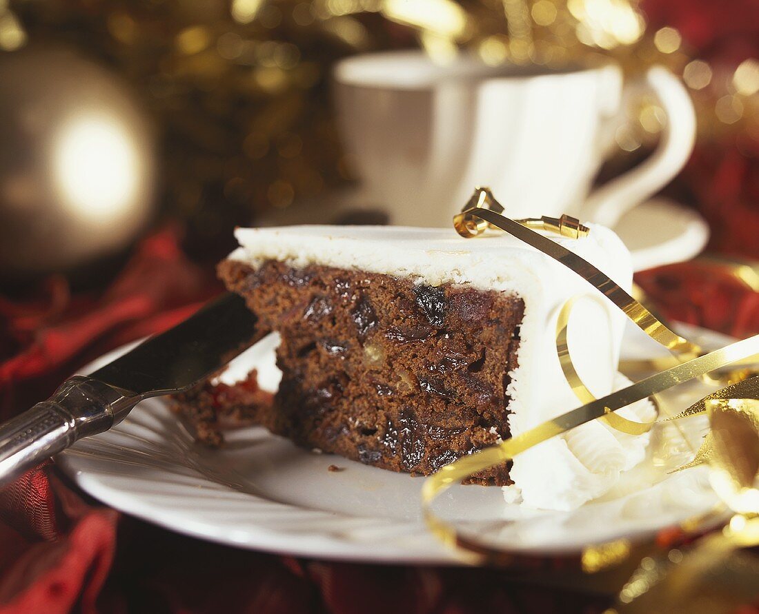 Christmas Cake und Tasse Tee