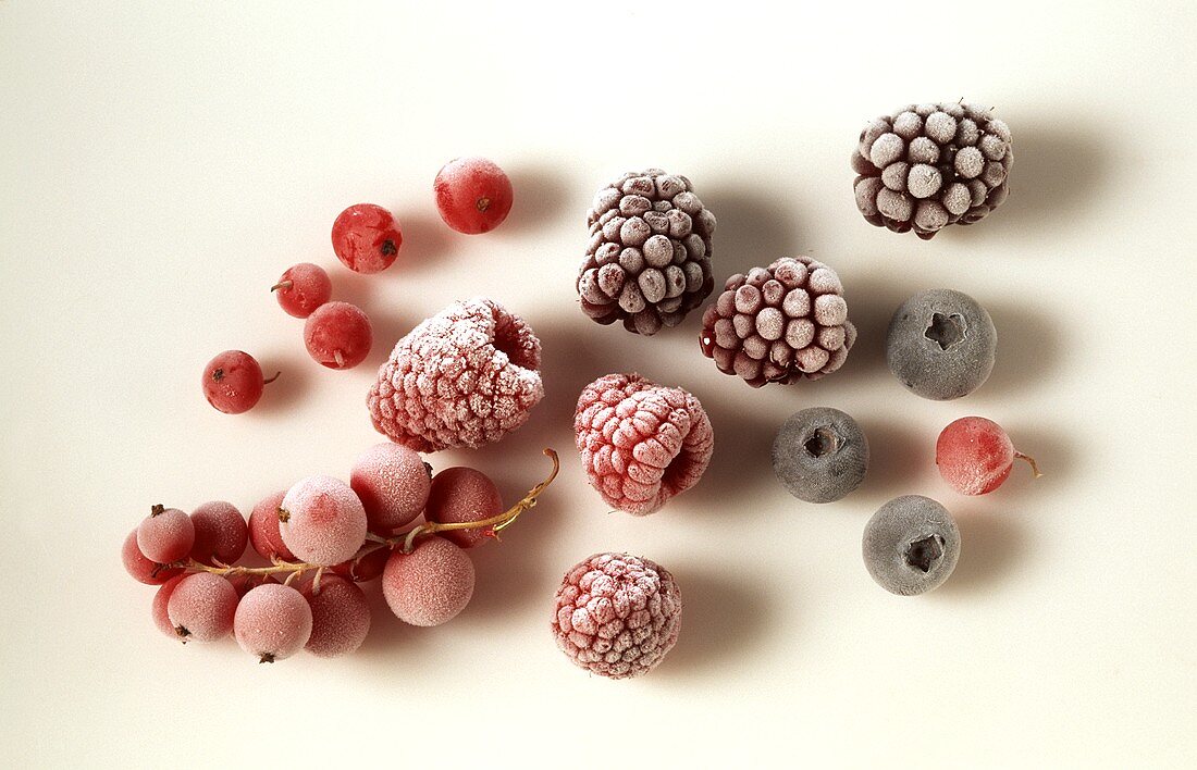 Various deep-frozen berries