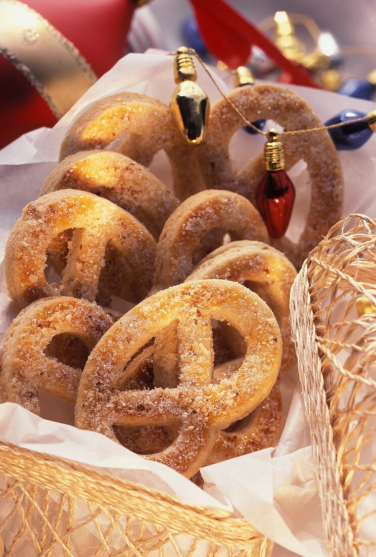 Sweet pastry pretzels for Christmas