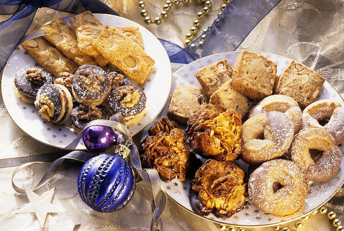 Christmas nut and chocolate biscuits