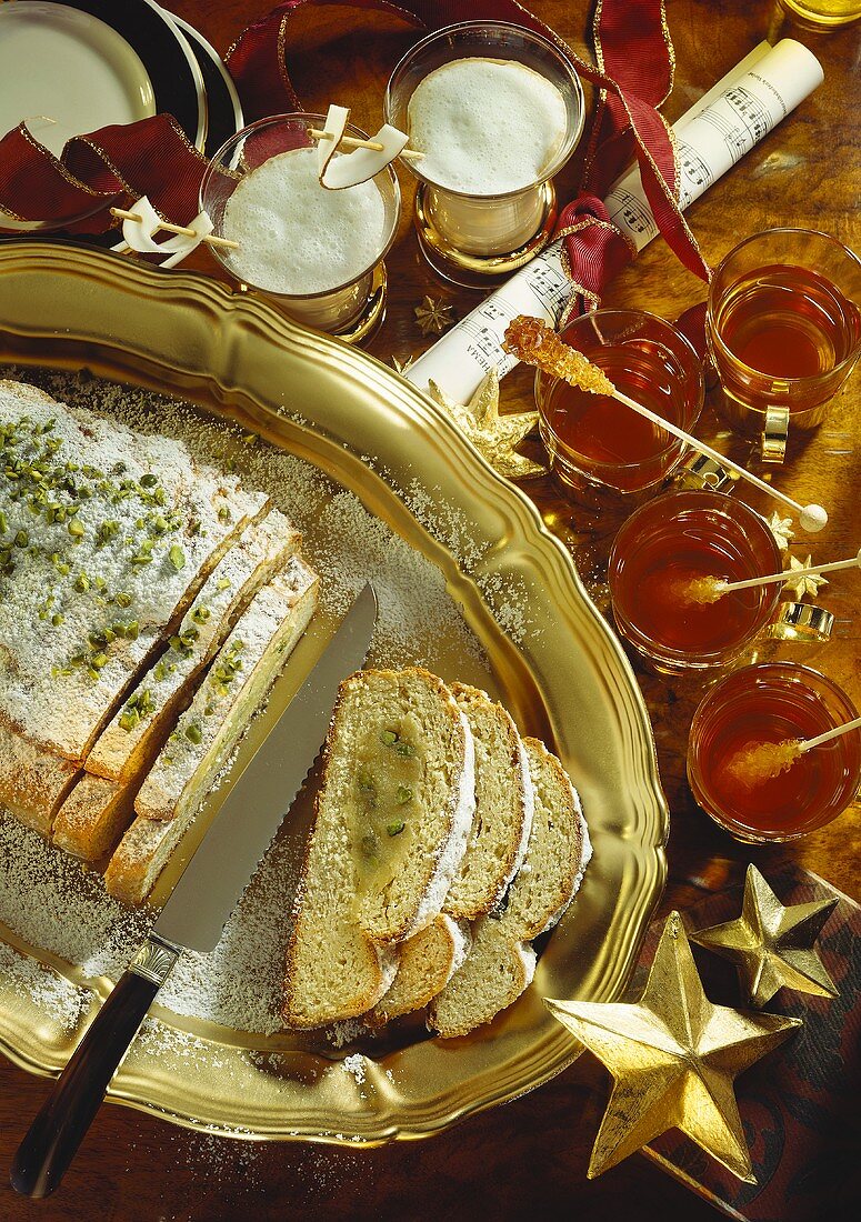 Almond stollen, mint punch and hot coconut chocolate