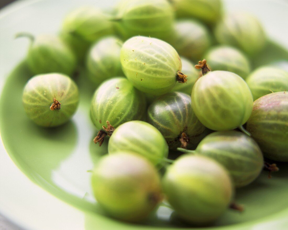 Grüne Stachelbeeren in einer Schale