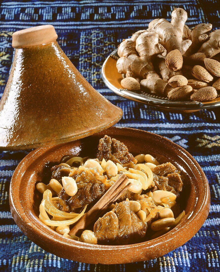 Moroccan tajine with mutton, almonds and honey
