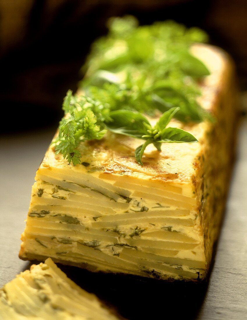 Potato cake with fresh herbs