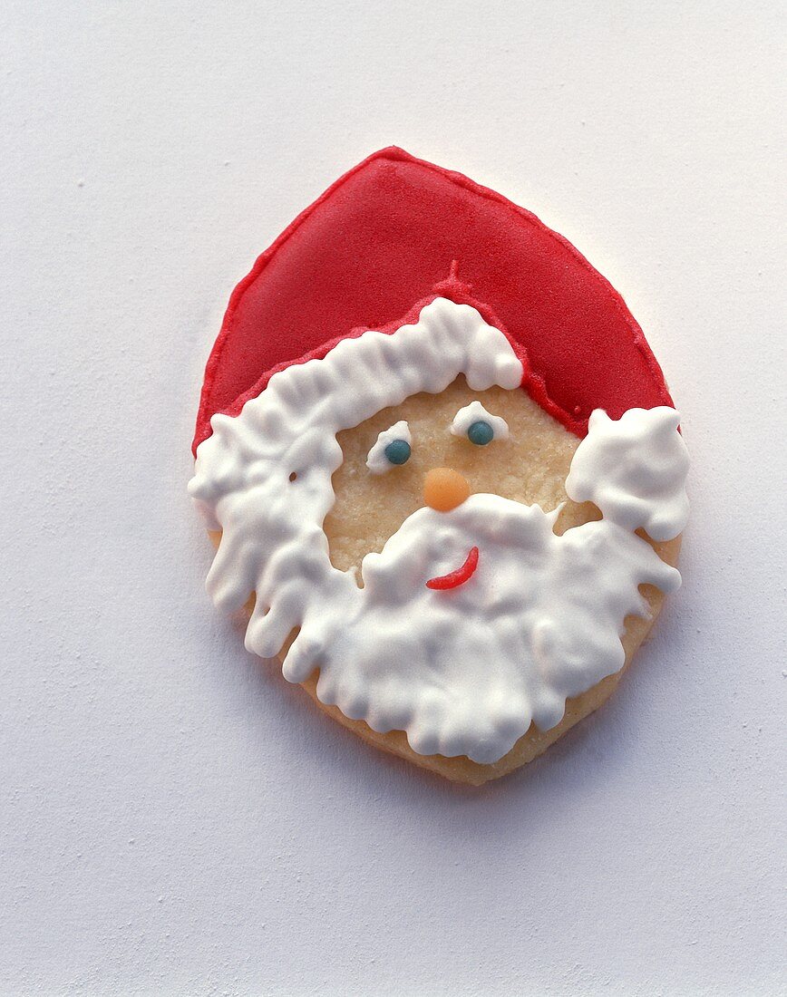 Iced biscuit Father Christmas face