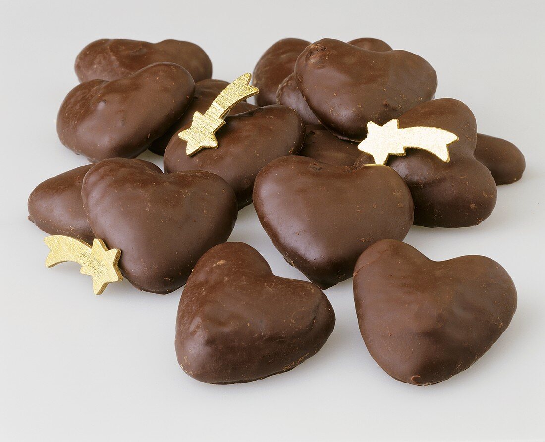 Chocolate coated gingerbread hearts 