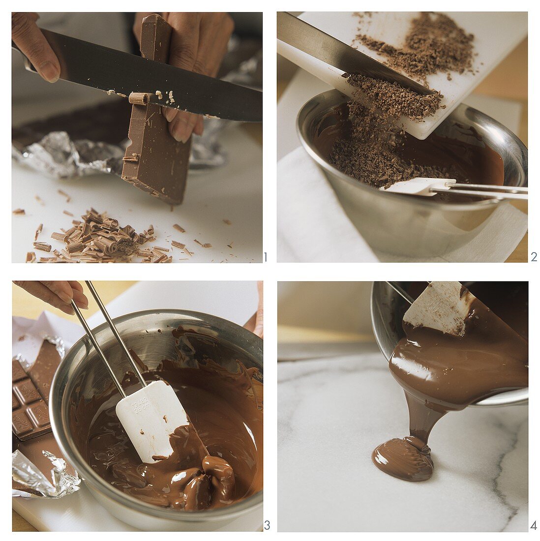 Grating, melting and spreading chocolate