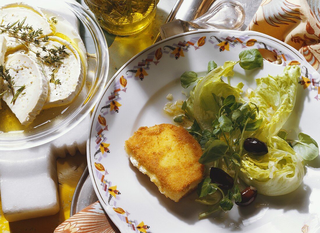 Fried Goat Cheese with Salad