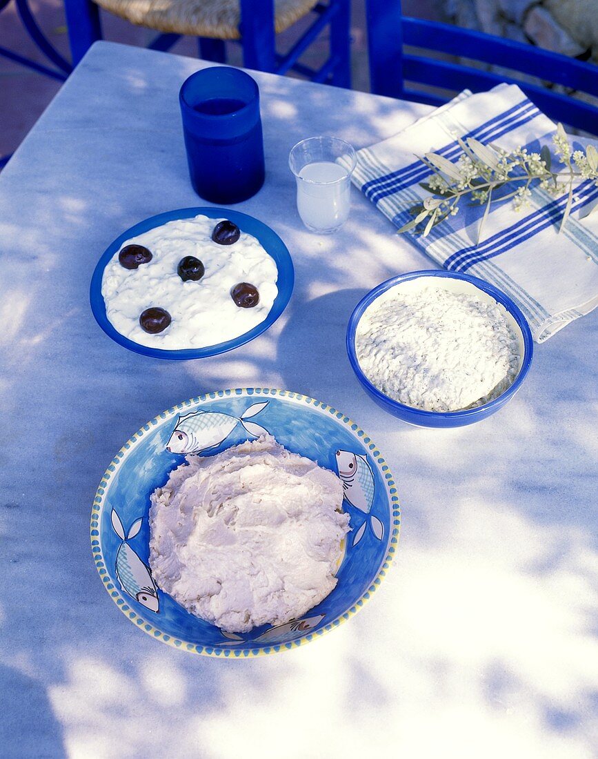 Auberginenpüree, Tzatziki und Tarama