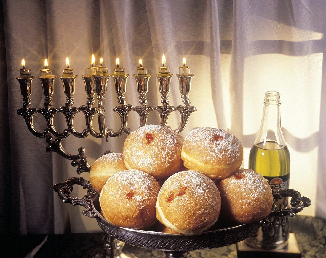 Sufganiot (Jewish doughnuts) for Hanukkah, Purim