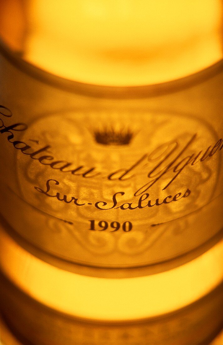 Close-up of a bottle of Chateau d'Yquem, 1990