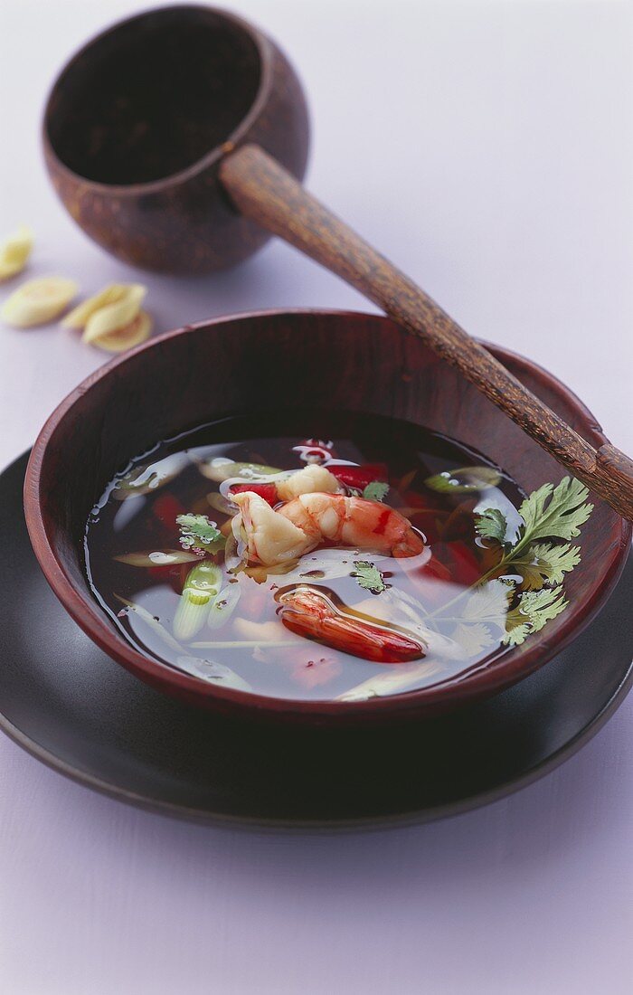 Lemon grass and shrimp soup with coriander