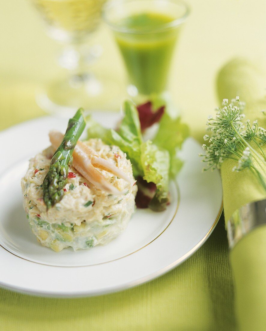 Asparagus and crab tartlet