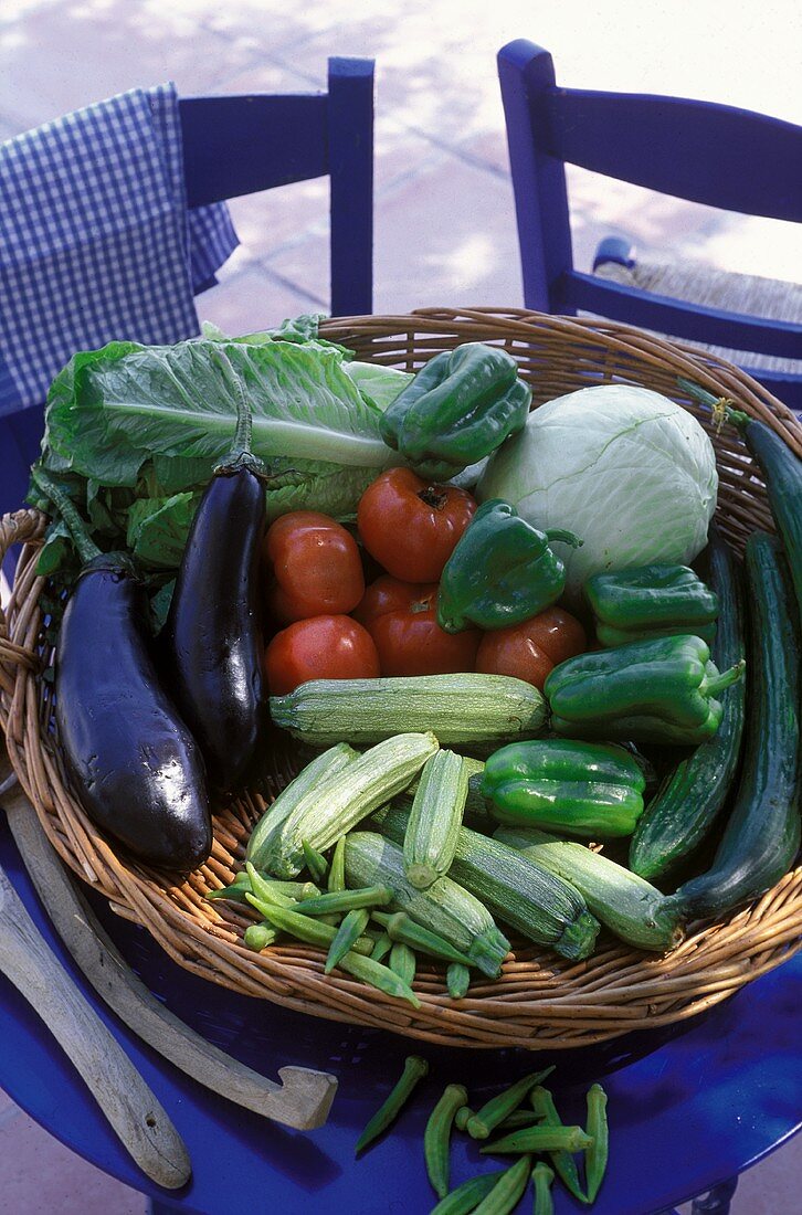 Various types of vegetables in a basket