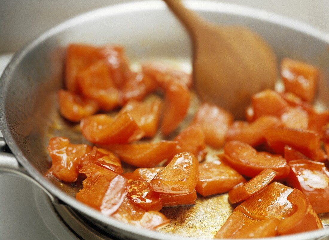 Sautéing red peppers