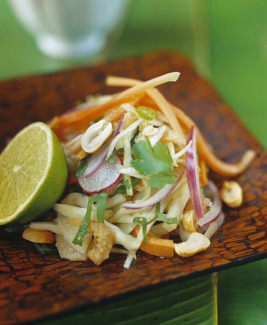 White cabbage salad with peanuts