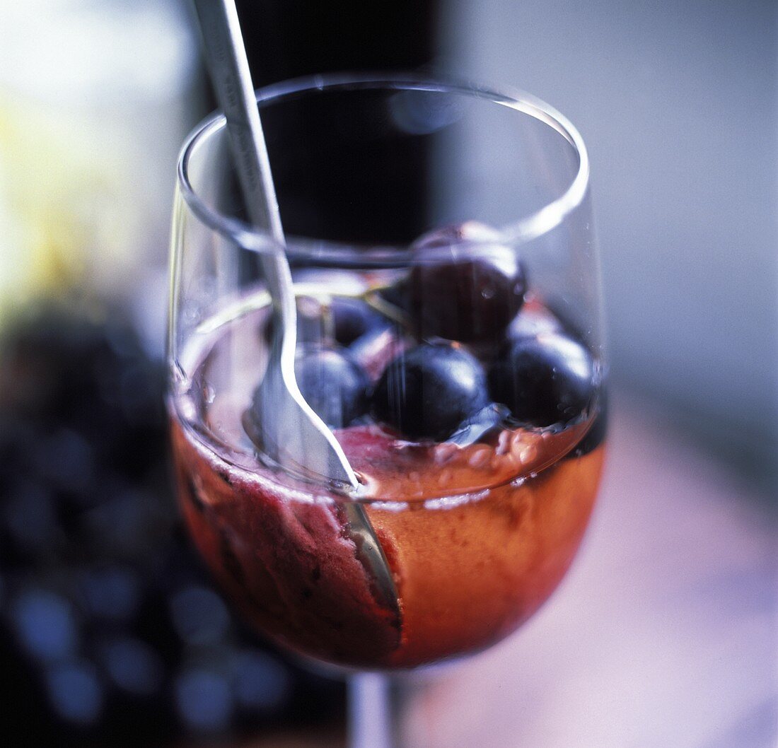Grape sorbet in a glass