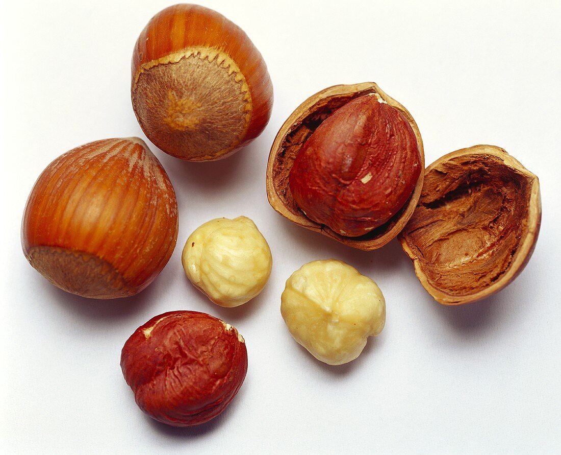 Hazelnuts, with and without shell